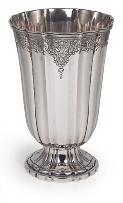 Lot 191 - A PORTUGUESE SILVER-COLOURED-METAL BEAKER