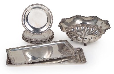 Lot 194 - A SET OF EIGHT EGYPTIAN SILVER SIDE PLATES