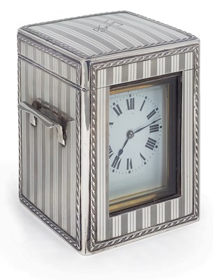 Lot 253 - A SILVER CASED CARRIAGE CLOCK