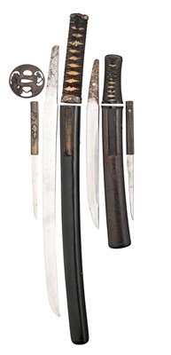 Lot 4 - A JAPANESE SHORTSWORD (WAKIZASHI) AND A DAGGER (AIKUCHI TANTO)