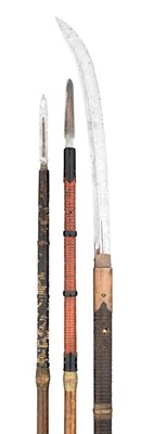 Lot 12 - TWO JAPANESE SPEARS (YARI) AND ANOTHER (NAGINATA)