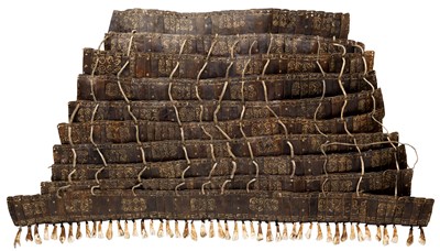 Lot 35 - A RARE EAST TIBETAN DECORATED LEATHER LAMELLAR SKIRT FROM AN ARMOUR