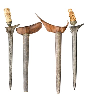 Lot 45 - TWO SOUTH EAST ASIAN SHORTSWORDS (KRIS)