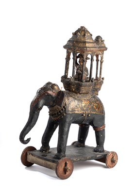 Lot 171 - A PAINTED AND CARVED WOOD TOY ELEPHANT, INDIA, LATE 19TH CENTURY