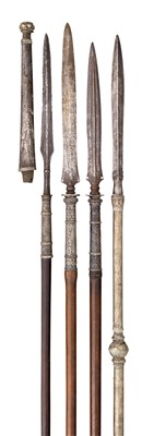 Lot 86 - FOUR INDIAN SILVER-MOUNTED SPEARS