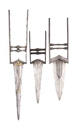 Lot 90 - THREE INDIAN DAGGERS (KATAR)