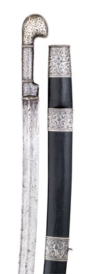 Lot 109 - A CAUCASIAN SILVER-MOUNTED SWORD (SHASQA)