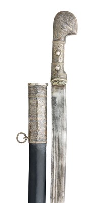 Lot 110 - A CAUCASIAN SILVER-MOUNTED SWORD (SHASQA)
