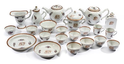 Lot 36 - A CHINESE EXPORT FAMILLE-ROSE PART TEA SERVICE, 18TH CENTURY