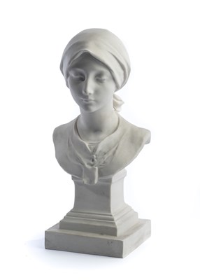 Lot 11 - A SEVRES BISCUIT BUST OF 'LA PAYSANNE', 1913