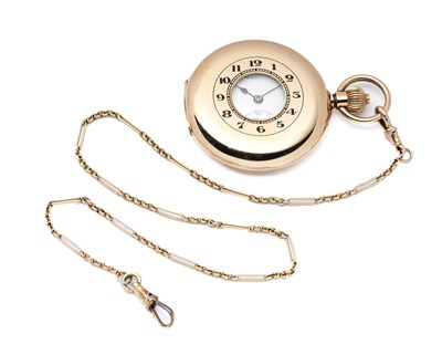 Lot 267 - A SWISS GOLD HALF HUNTER POCKET WATCH, STAUFFER, SON & CO., LA CHAUX-DE-FONDS, CIRCA 1922