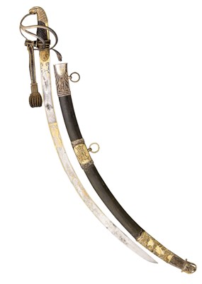 Lot 183 - A RARE SENIOR OFFICER'S DE-LUXE QUALITY DRESS SABRE WITH HILT AND SCABBARD MOUNTS OF PARCEL-GILT SIL