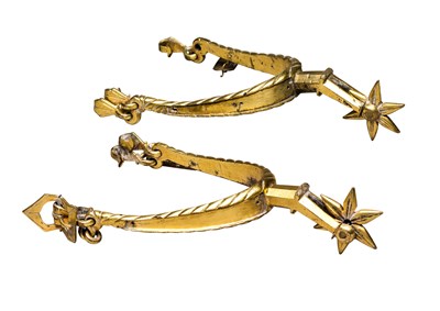 Lot 224 - A FINE PAIR OF GERMAN GILT-BRONZE ROWEL-SPURS