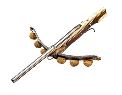 Lot 226 - A FINE AND RARE GERMAN BARRELLED SPORTING CROSSBOW (SLURBOW) WITH REPEATING BULLET MAGAZINE