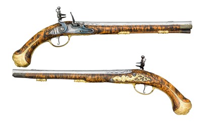 Lot 235 - A FINE PAIR OF LIÃˆGE FLINTLOCK HOLSTER PISTOLS BY PHILIPPE SELIER