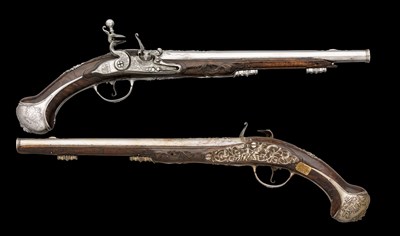 Lot 237 - A PAIR OF FLINTLOCK HOLSTER PISTOLS SIGNED BOTESONT