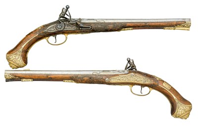 Lot 252 - A FINE PAIR OF BOHEMIAN FLINTLOCK HOLSTER PISTOLS BY LEOPOLD BECHER