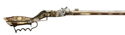 Lot 277 - A 100-BORE SILESIAN WHEEL-LOCK BIRDING RIFLE (TSCHINKE)