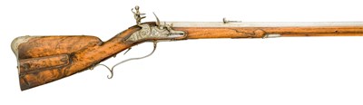 Lot 296 - A 28-BORE BAVARIAN FLINTLOCK SPORTING RIFLE BY CHRISTIAN HAMAN