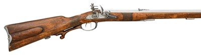 Lot 313 - A 27-BORE GERMAN PRINCELY FLINTLOCK RIFLED SPORTING CARBINE