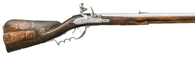 Lot 319 - A 29-BORE GERMAN FLINTLOCK RIFLED SPORTING CARBINE