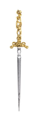 Lot 343 - A FINE STILETTO WITH CAST AND CHASED GILT-BRONZE HILT