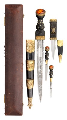Lot 380 - A CASED SCOTTISH REGIMENTAL DIRK FOR THE SEAFORTH HIGHLANDERS BY J. S. CRUIKSHANK