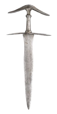 Lot 15 - AN INDIAN DAGGER FORMED ENTIRELY OF STEEL (JAMDHAR KATARI), 18TH CENTURY