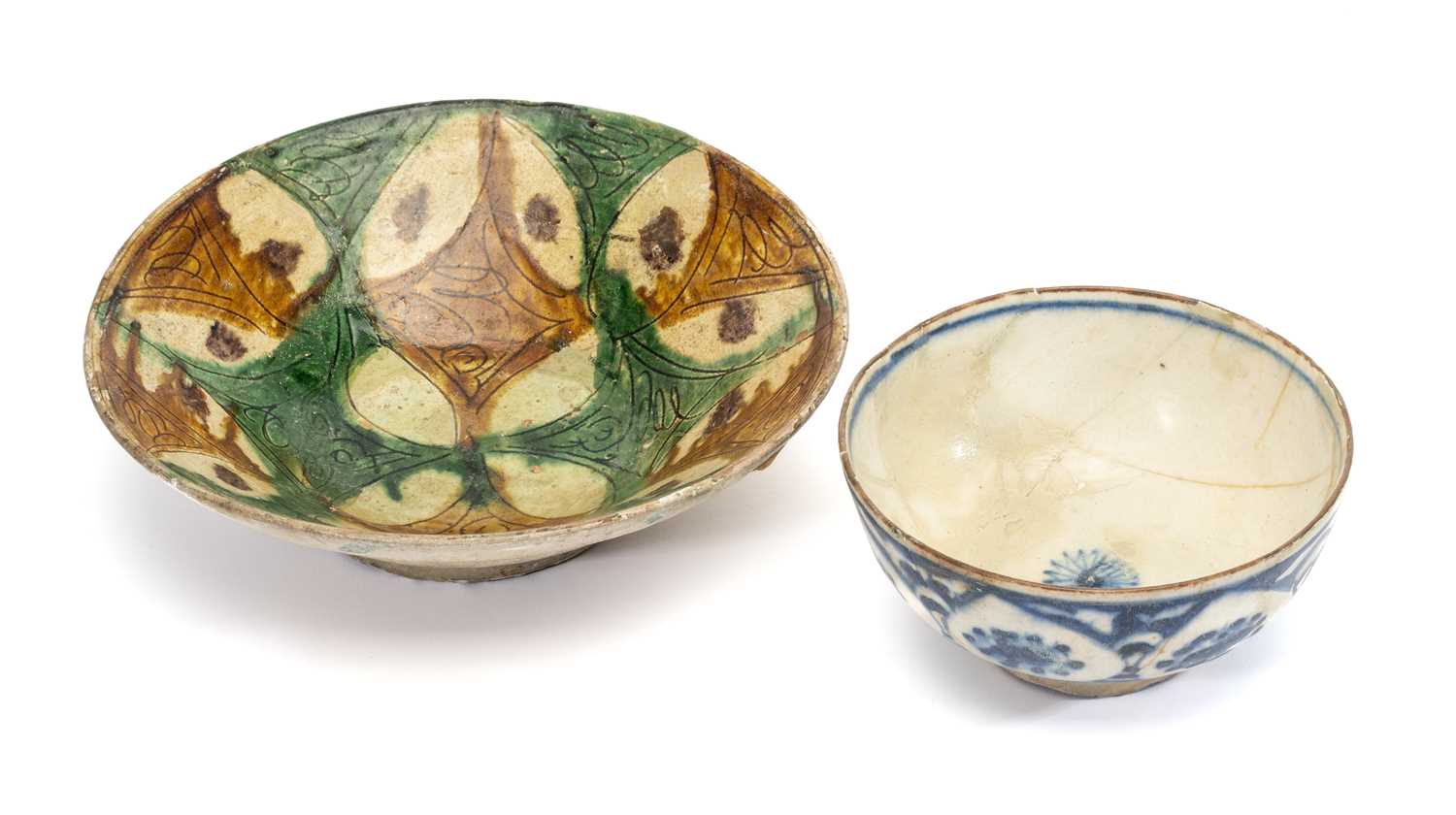 Lot 68 - TWO PERSIAN POTTERY BOWLS, 10TH, 15TH CENTURY