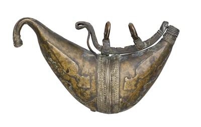 Lot 40 - **AN INDIAN BRASS PRIMING FLASK