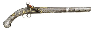 Lot 47 - A 32 BORE OTTOMAN FLINTLOCK HOLSTER PISTOL