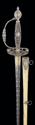 Lot 79 - **A FINE ENGLISH SMALL-SWORD WITH BLUED CUT-STEEL HILT