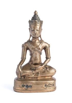 Lot 271 - AN AYUTHIA BRONZE FIGURE OF BUDDHA, THAILAND, 16TH/17TH CENTURY