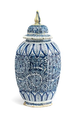 Lot 6 - A DUTCH DELFT VASE AND COVER, 18TH CENTURY