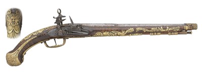 Lot 243 - **A 60 BORE ITALIAN MIQUELET-LOCK HOLSTER PISTOL