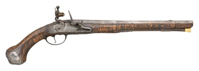 Lot 245 - **A 22 BORE FRENCH FLINTLOCK HOLSTER PISTOL BY JEAN GRIOTTIER